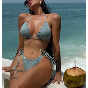 Conjunto de Bikini de Dos Piezas con Tanga y Top Halter para Mujer, Traje de Baño Sexy para Playa y Verano - Product Image 5