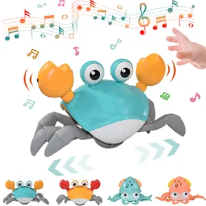 Anak-anak Elektronik Musik Kepiting Melengking Berjalan Interaktif Belajar Menari Plastik Kecil Bayi Sensorik Merangkak Kepiting Mainan untuk Anak-anak