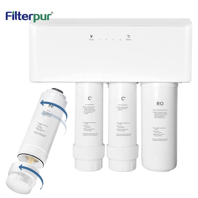 Easy Replace Four Stages RO Reverse Osmosis Tankless Water Filter Purifier for House Kitchen