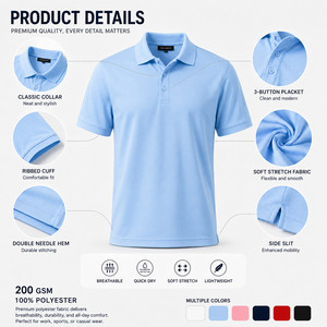 Camiseta Deportiva Personalizada con Logotipo para Hombre, 200GSM, Poliéster de Alta Elasticidad 40S, Secado Rápido, Transpirable, Uniforme de Golf Sólido para Equipo - Product Image 4