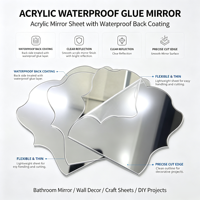 Plaque de miroir acrylique incassable en gros avec colle intégrée étanche pour la décoration