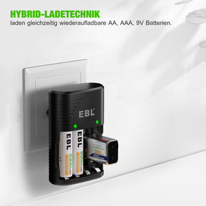 EBL Rechargeable AA Aaa Battery Charger for AA 9V Ni-MH Ni-CD Rechargeable Batteries - Product Image 3