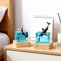 Lampe de nuit en résine 3D personnalisée en forme de cube océanique, faite à la main, diorama sous-marin, gravure de logo, cadeau souvenir