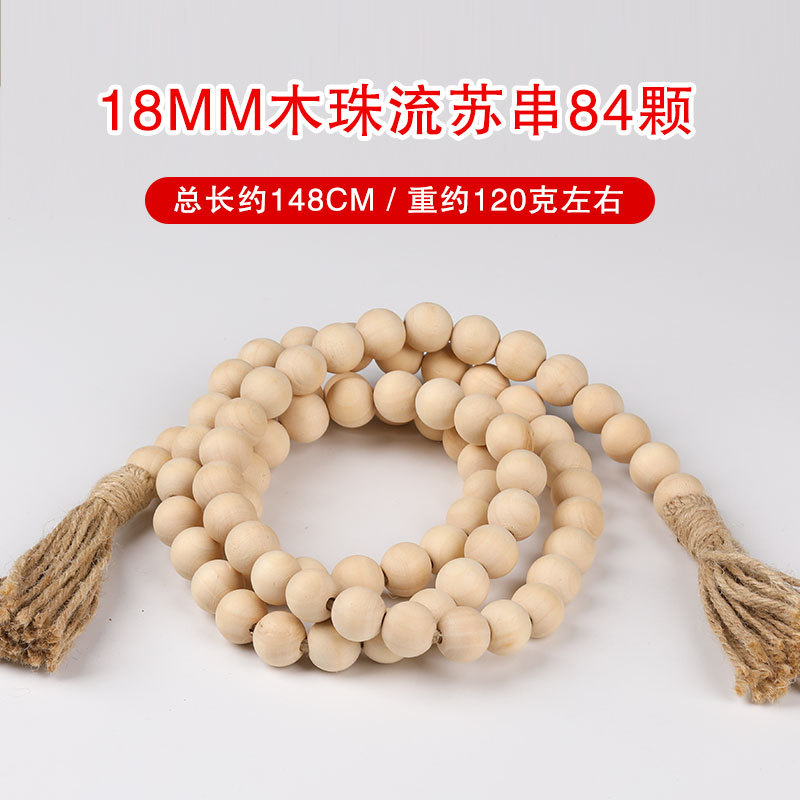 Fil de perles en bois de 18 mm avec 84 perles