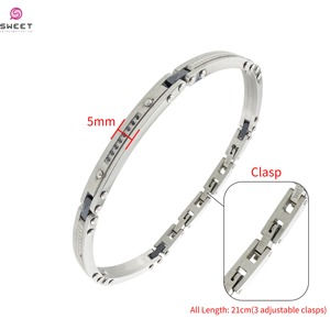 Bracciale da Uomo in Acciaio Inossidabile 316L Stile Classico con Ceramica e Energia Quantica, Ideale come Regalo di Anniversario o Matrimonio - Product Image 6