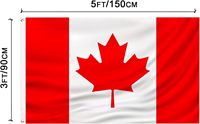 Drapeau du Canada 3x5 pieds en polyester, style flottant, avec mât en aluminium, impression numérique, pour événements sportifs, extérieur et intérieur, avec en-tête en toile