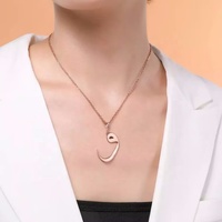 Collier en acier inoxydable avec initiales en forme de chiffres, écriture arabe, nom, Alphabet personnalisé, cadeau pour elle musulmane, islamique, Allah