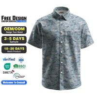 Herenshirts met camouflageprint, knoopsluiting, korte mouwen, lichtgewicht, geschikt voor vissen, UPF 50, sneldrogend, 4-weg stretch, bescherming tegen de zon, geschikt voor jagen en wandelen