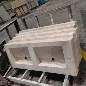 Luxury High Quality Glossy Beige Cappuccino Dolomite <b>Marble</b> Modern Bathroom Vanities OEM/ODM Polished Surface Wholesale - Product Image 1