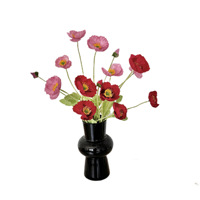 Fleur artificielle de pavot à quatre têtes, haut de gamme, réaliste, moulée par injection, pour aménagement de scène de mariage, décoration intérieure, ornements en soie