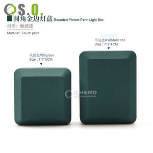 Premium High End Jewelry Box with Stainless Steel Gold Trim and LED Light Custom Color Size for <b>Ring</b> Bracelet Necklace <b>Storage</b> - Product Image 5