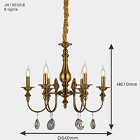 Candelabros de vela de cristal Vintage clásico, iluminación de 6 luces, lámpara colgante de techo para decoración elegante