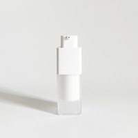 Flacons pompe sans air en plastique transparent givré de 15 ml, 30 ml et 50 ml pour cosmétiques, lotions et sérums, avec logo
