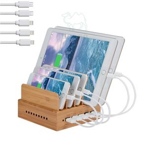 Organisateur d'appareils de stations de charge multiples en bois de bambou - Product Image 3