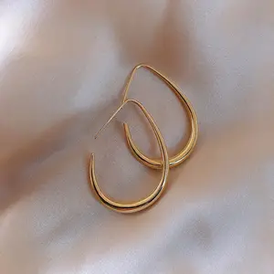 Ins Delicate Gold Plated Stainless Steel Water Drop Earrings Fancy S925 Sterling Silver Hoop Earrings Jewelry Valentine Gift
