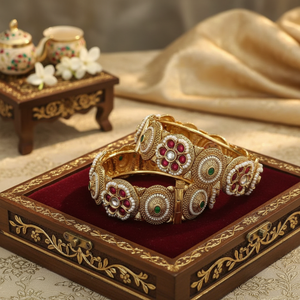 Openable <b>Bangles</b> <b>Set</b> <b>Gold</b>-Plated Pota Stone 10581360PGR_2.4 Fine Jewelry <b>Set</b> - Product Image 3