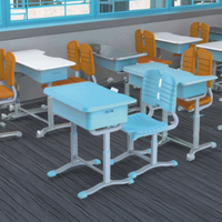 Meubles de classe écologiques et durables RSD, table d'étude individuelle pour étudiant et chaises d'école avec bureau