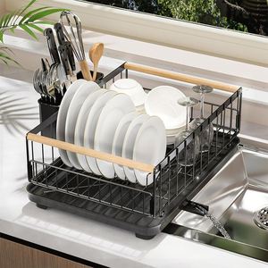 Égouttoir à vaisselle et support de rangement pour ustensiles de cuisine, grand panier de rangement multicouche pour armoire de cuisine - Product Image 4