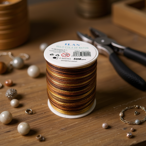 Cordón de Cola de Rata Ilan de 2.5 mm, 50 m, Teñido en Sección en Dorado y Marrón para la Fabricación de Joyas - Product Image 2