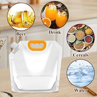 Pochettes souples réutilisables transparentes de 1,5 L, 2,5 L, 5 L avec bec verseur large et poignée pour emballage de liquides (bière, boissons)