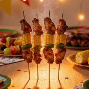 Prix d'usine – Brochettes de barbecue jetables durables à long manche, bâtonnets en bois de qualité alimentaire, 100 pièces/sac pour apéritifs et barbecues en extérieur - Product Image 3