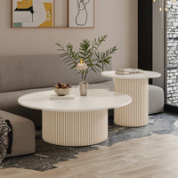 Table Basse de Centre Moderne Luxe Blanche avec Rangement, Design Minimaliste en Verre et Bois pour Maison, Bureau, Salle à Manger, Chambre et Hôtel