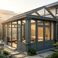 Kit de véranda en aluminium HUACAI, maison en verre préfabriquée, jardin d'hiver 4 saisons pour villa