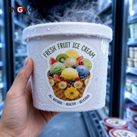 Autocollants personnalisés pour crème glacée aux fruits frais, découpés à la forme, étiquettes en vinyle imperméables pour gobelets, contenants, emballages alimentaires, logo de boutique