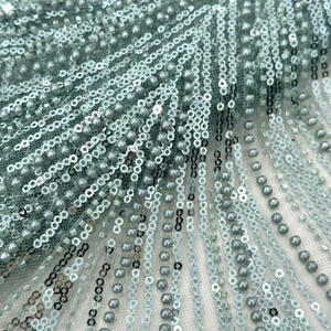 Nigeria ren vải long lanh Sequins đính cườm dòng Kết cấu vải tuyn vải đa màu sắc tùy chọn - Product Image 1