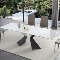 Table à manger moderne extensible en pierre frittée avec base métallique, uniquement la table, pour maison européenne