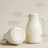 Vente en gros de cafetières en acier inoxydable de 1,5 L et 1,8 L, design européen, bec verseur en forme de bec d'oiseau, base en silicone antidérapante, logo personnalisé disponible