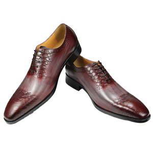 Luxury Designer Genuine Leather Pointed Toe Breathable Lace-Up Work Shoes for Men Brogue Wedding Business Autumn - Product Image 1