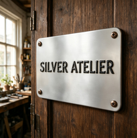 Plaque publicitaire double face en laiton et aluminium, personnalisée et gaufrée, couleur sur mesure, panneau métallique extérieur, montage facile, pour vin