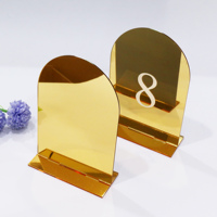 Arco Bar Banquete Número Signo Espejo dorado Acrílico Tarjeta de número de mesa Texto personalizado Tarjetas acrílicas de pie