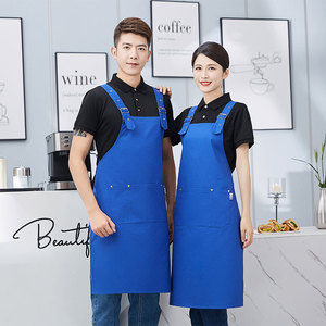 ผ้ากันเปื้อนสายไขว้สีน้ำเงินรอยัล โพลีเอสเตอร์ กันคราบ สำหรับร้านอาหารและบาร์ - Product Image 1