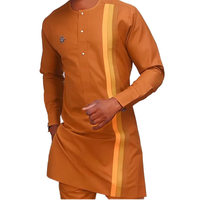Europeo. Traje DE BODA africano para hombres Traje africano ajustado Traje de negocios de dos piezas Conjunto de boda para hombres Naranja (Top + Pantalones)