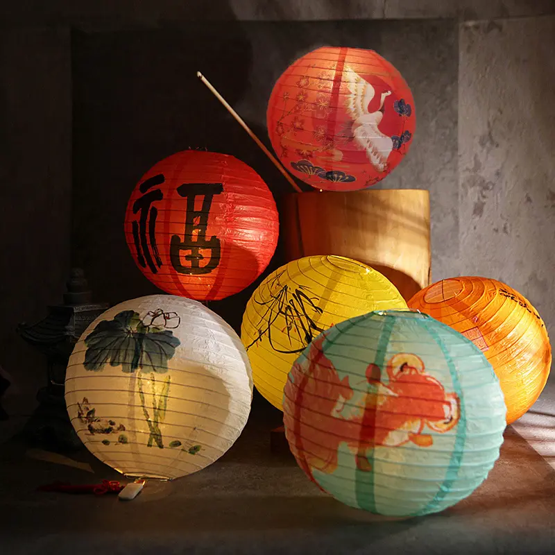 2023 मूल चीनी जापानी कागज लालटेन के लिए चीनी ओरिएंटल शैली कागज फांसी लालटेन घर भोज के लिए पार्टी सजावट