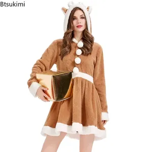 Costumi <span class=keywords><strong>di</strong></span> <span class=keywords><strong>Natale</strong></span> da Renne per Donna, Vestito con Cappuccio in Velluto Color Kaki da <span class=keywords><strong>Babbo</strong></span> <span class=keywords><strong>Natale</strong></span>, Pigiama Animale Carino, Abbigliamento da Notte Comodo e Originale - Product Image 2