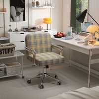 Chaise de bureau moderne du milieu du siècle en tissu avec roulettes en alliage d'aluminium, coussin confortable, chaise d'appoint pour l'étude ou la maison