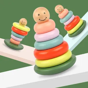 Новый дизайн Монтессори головоломки строительные блоки игры дети Радуга Штабелер деревянное кольцо развивающая игрушка