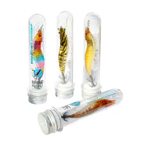 Señuelo de hundimiento de agua salada artificial de 15g y 8cm al por mayor, señuelo de plástico luminoso para pesca en el mar, camarón, plantilla de calamar