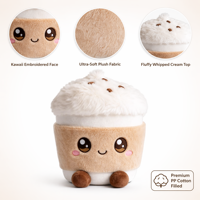 Boneka Cangkir Kopi Kawaii, Mainan Plush dengan Sulaman Wajah Lucu, Boneka Mug Latte Lembut dengan Hiasan Krim Kocok Berbulu, Hadiah untuk Anak-Anak yang Menggemaskan