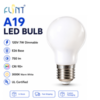 Ampoule LED A19 certifiée 7W 120V Culot E26 Dimmable Verre Blanc Laiteux 750lm IRC90+ 3000K Remplace 60W