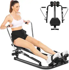 Wellshow Sport Rowing Machine Full Motion Hydraulic Rower Foldable with 12 Level Adjustable Resistance Rowing Machine Home Use