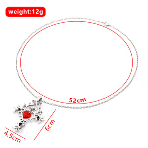 Collar con Colgante de Cruz, Aleación de Zinc, Circonita Cúbica, Piedra en Forma de Corazón, Unisex, Regalo, Joyería de Moda - Product Image 4