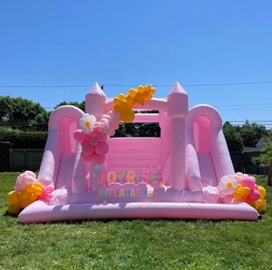 Château gonflable de mariage <span class=keywords><strong>rose</strong></span> pastel de 16x13ft château de saut de maison de rebond avec la glissière - Product Image 4