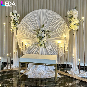 LEDA Events Party Decor High Quality White Round Iron Metal <b>Backdrop</b> <b>Stand</b> for Wedding - Product Image 1