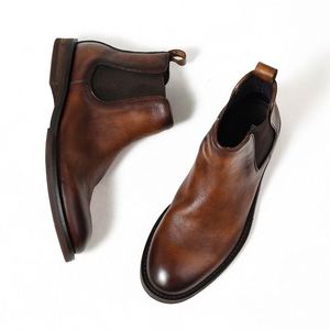 Chaussures en cuir pour hommes à bout carré, rehaussantes, en cuir de vachette, à semelle épaisse, à lacets, pour le bureau et les occasions décontractées - Product Image 1