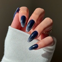 Faux Ongles en Acrylique Personnalisés à Paillettes Brillantes, Vente en Gros, Forme Amande, Gel Doux, Automne Hiver, à Coller, à Presser