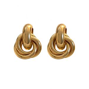 Boucles d'oreilles clous torsadées multicouches plaquées or, design géométrique tendance pour femme, bijoux de fête - Product Image 6